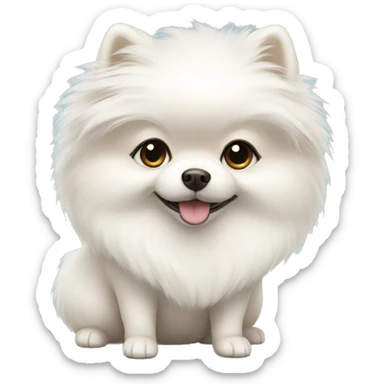 White pomeranian girl  sticker