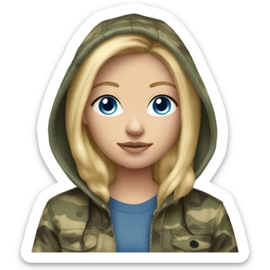 Blonde hair blue eyes skinny girl with camo hoodie and jeans on sticker