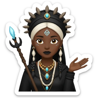 white shaman woman black clothes black accesories  sticker