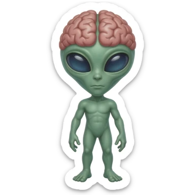 Dmt alien with enlarged brain sticker
