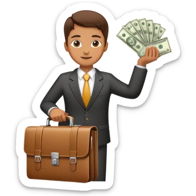 A professional person with a briefcase providing money to a family, breadwinner concept sticker