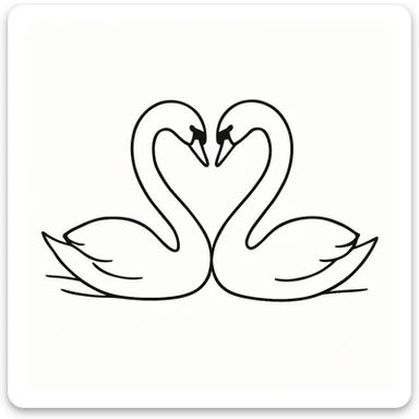 minimalist style two swans forming a heart with their necks sticker