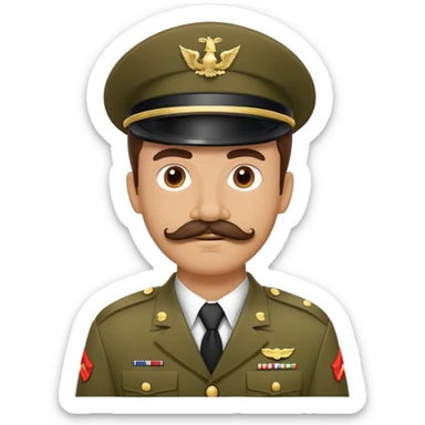 Army soldier with bushy mustache in uniform sticker