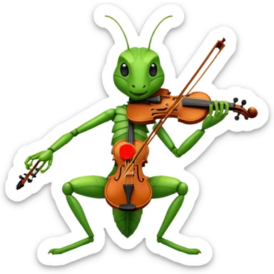 grasshopper playing violin sticker
