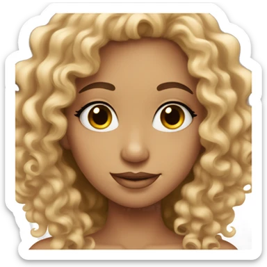 Light skin girl with curly hair with long lashes  sticker