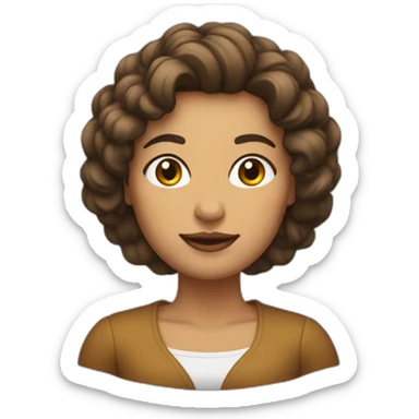 emoji mujer pelo color castaño, piel clara, frente grande sticker