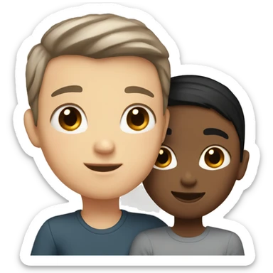 White Girl with Short Black Hair and boy with light Brown Short Hair hugging sticker