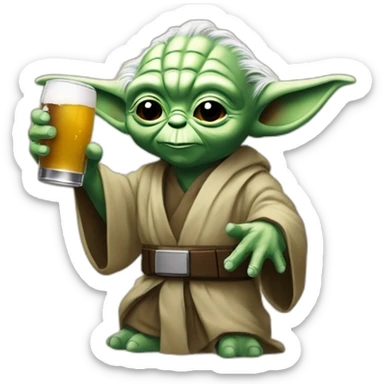 Yoda qui bois une bière avec Dark Vador sticker