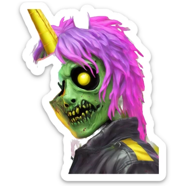 .Zombie_ Vaporwave black holographic oilslick zombie unicorn yellow caution tape and a vinyl sticker