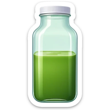 green juice in clear square bottle sticker