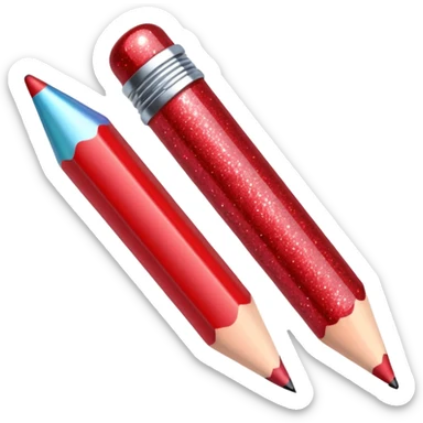 red glitter pencil sticker