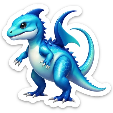 white blacks colorful gradient shiny glossy Fakémon-Digimon-orca-reptile-dragon-lizard-creature-hybrid (full body) sticker