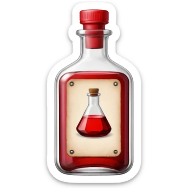 red ink bottle with label sticker