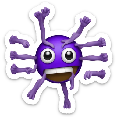 Two eyes and purple long arms coming out of vent sticker