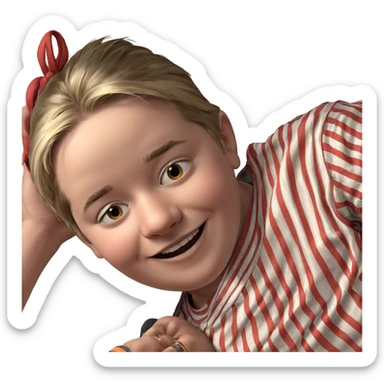 smiling boy in striped shirt sticker