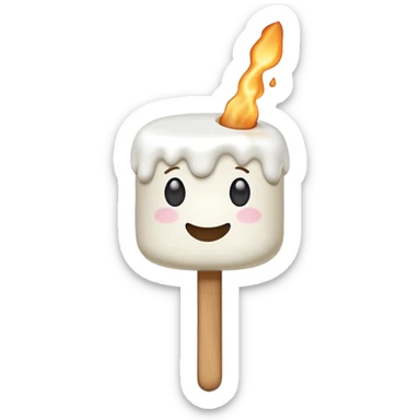 melting tasty Marshmallow on stick sticker