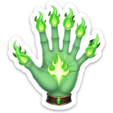world of warcraft warlock hand with green fire sticker