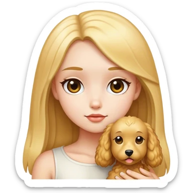girl with straight hair and golden pudel sticker