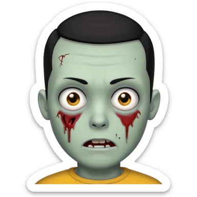 Zombie with buzz cut and black hair sticker