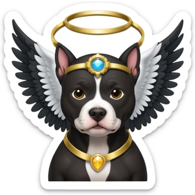 Black pitbull with wings and halo sticker