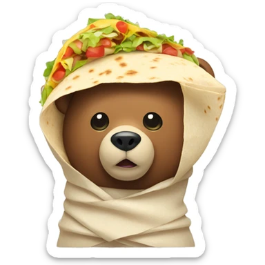 A bear with a burrito on his head sticker