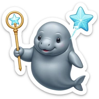 manatee with a magic wand sticker