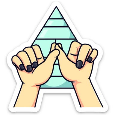 two hands forming a pyramid with their fingers sticker