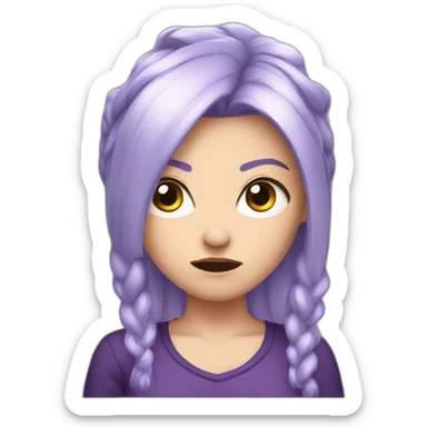 angry white girl purple hair sticker