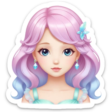  dreamy-pretty-vogue-elegant-kawaii-shiny-lady-pastelcore-kawaii-beautiful-hair-fairycore - sticker