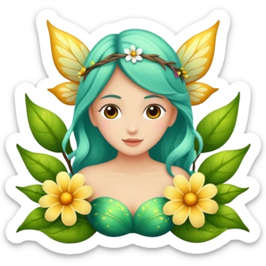 Una pradera con muchas setas y hadas sticker