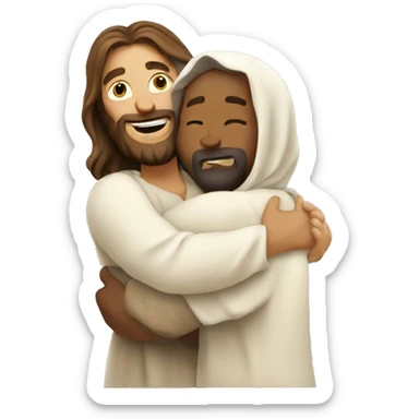 Cartoon Jesus giving hug sticker