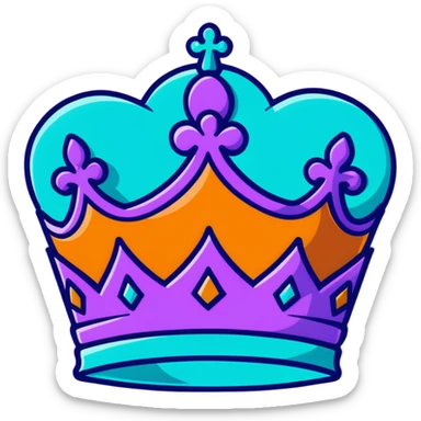 teal and orange royal crown sticker