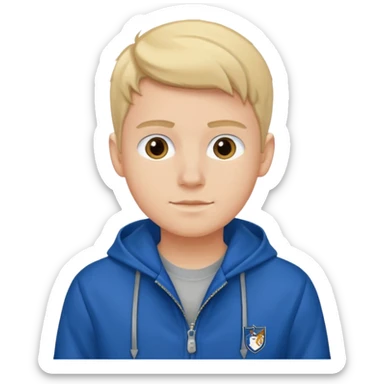 college boy with college blue jacket sticker