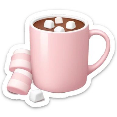 Light Pink mug of hot chocolate with marshmallows  sticker