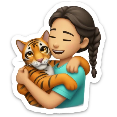 A girl hug a Bengal ocelore sticker