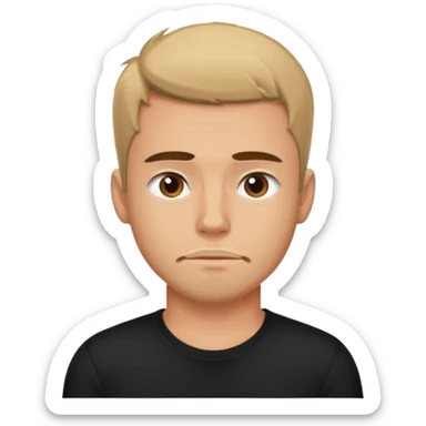 young tired man after training in black t-shirt sticker