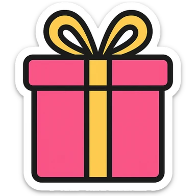 pink gift, color icon style sticker