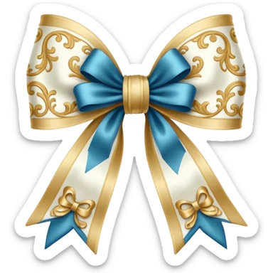 vintage rococo bow, white, ornate, delicate sticker