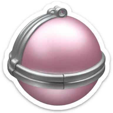 Realistic pastel pink And silver metallic globe sleigh bell. sticker