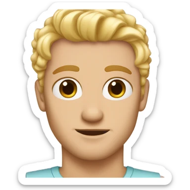 Man with dyed blonde hair and brown eyes wearing nail polish sticker