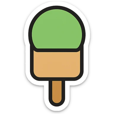 minimal flat icon style ice cream with a green ball sticker