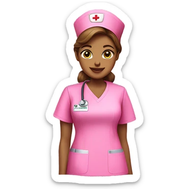 Hot pink nurse scrub top with glitter  sticker