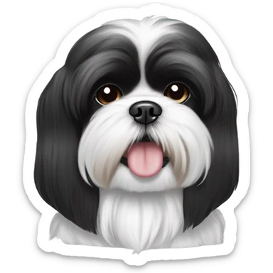 black and white shih tzu maltese dog with slight underbite sticker
