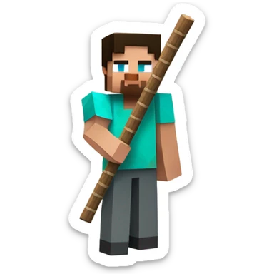 Minecraft Steve with a stick sticker