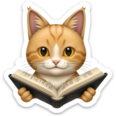 gato del egeo con manchas negras feliz en abriendo una libreta anillada  sticker