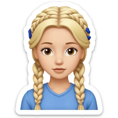 white girl 10 blonde braids full braided hair  sticker