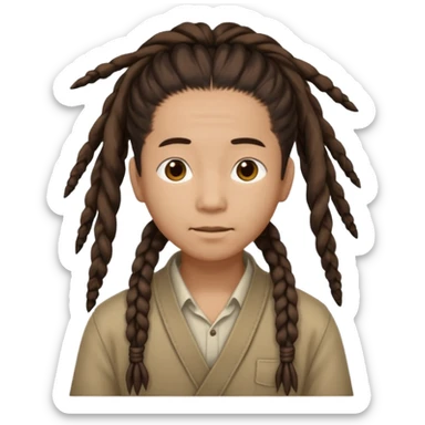 Casual person with tied-back dreadlock, asian sticker
