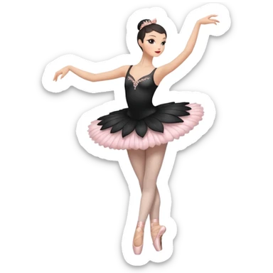 Black swan ballerina emoji from a far to see the whole body dancing with ballerina shoes sticker