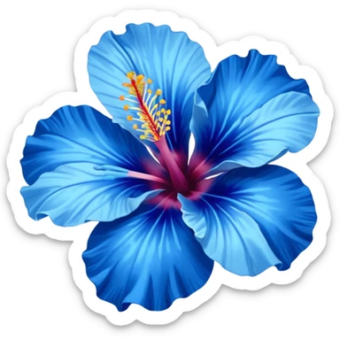 Blue hibiscus flower sticker