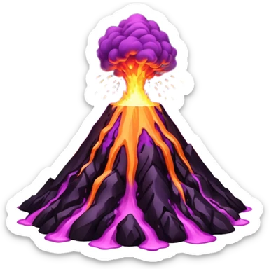 A volcano errupting only with a pure purple lava sticker